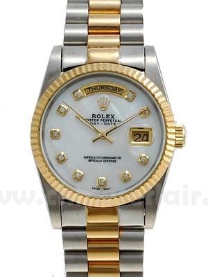 Rolex Two tone Day-Date MOP White Face Copy Watch